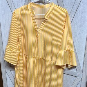 SHEIN Yellow and White Striped Dress